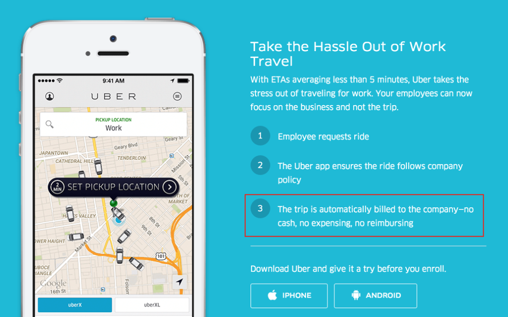 별도의 비용처리가 필요없는 Uber for Business